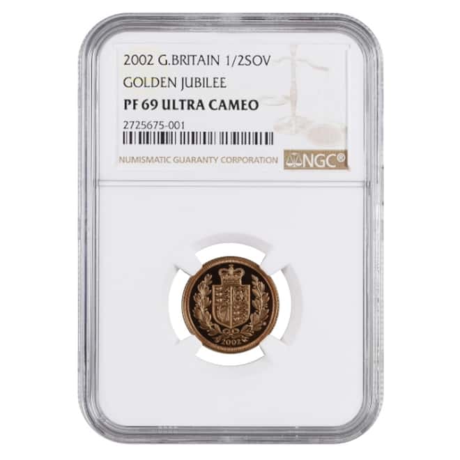2002 Great Britain Proof Gold 1/2 Sovereign Golden Jubilee NGC PF 69 UCAM