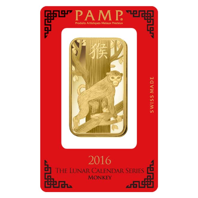 100 gram PAMP Suisse Year of the Monkey Gold Bar (In Assay)
