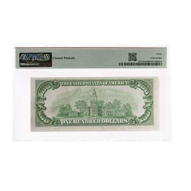 1934 A $100 Federal Reserve Currency Note New York PMG XF 40