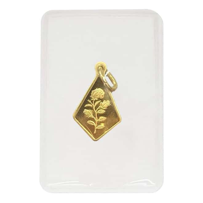 1 gram PAMP Suisse Rosa Gold Pendant .9999 Fine