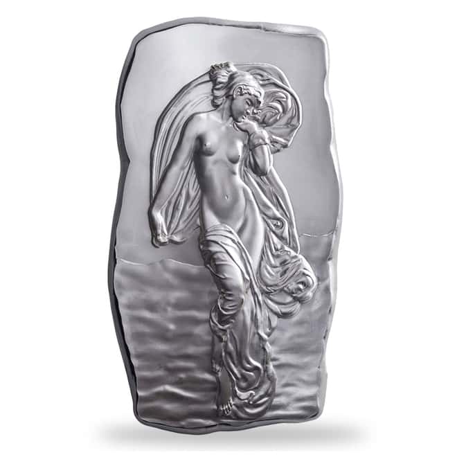 1 Kilo Argentia Woman with Flowing Gown High Relief Silver Bar .9999 Fine