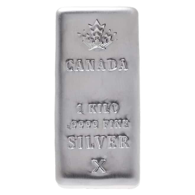 1 Kilo Canada Leaf Cast Silver Bar .9999 Fine