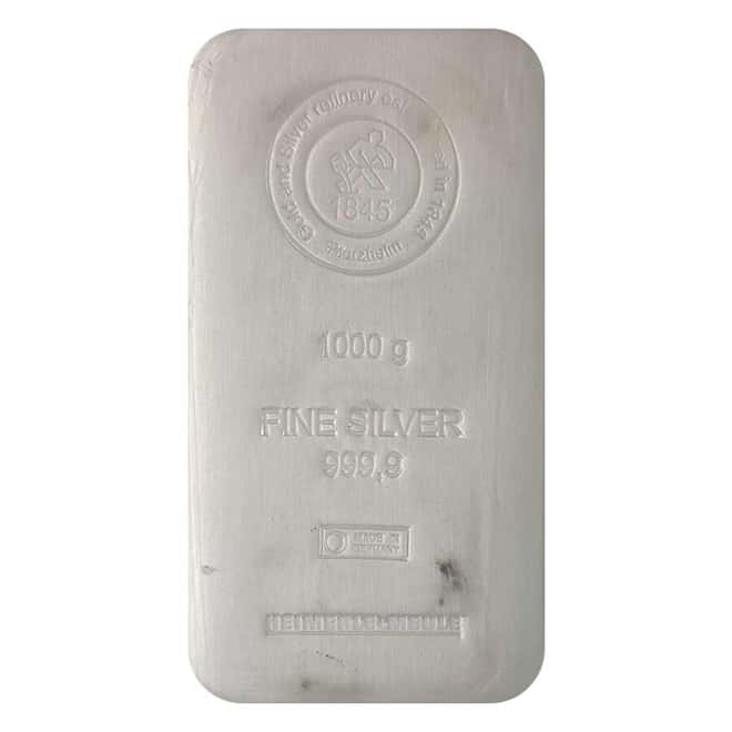 1 Kilo Heimerle & Meule Silver Cast Bar .9999 Fine (Sealed, w/COA)
