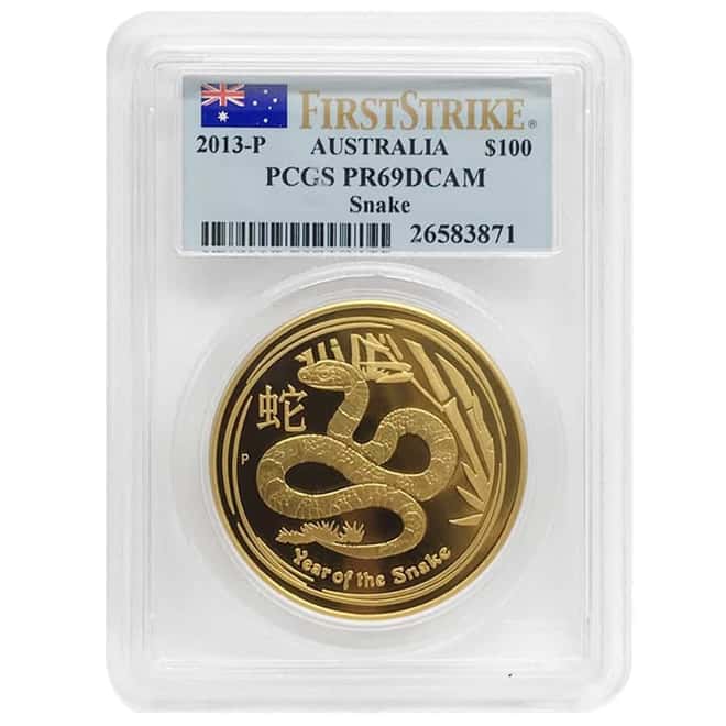 2013 1.35 oz Proof Gold Lunar Year of The Snake Australia Perth Mint 3-Coin Set PCGS PF 69 FS