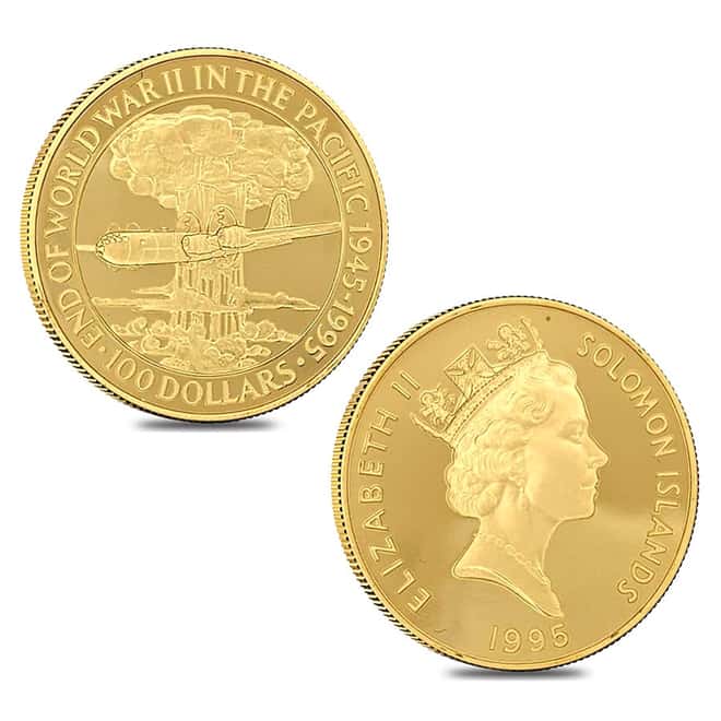 1995 1.85 oz Solomon Islands 50th Ann. End of WWII Gold 4-Coin Set
