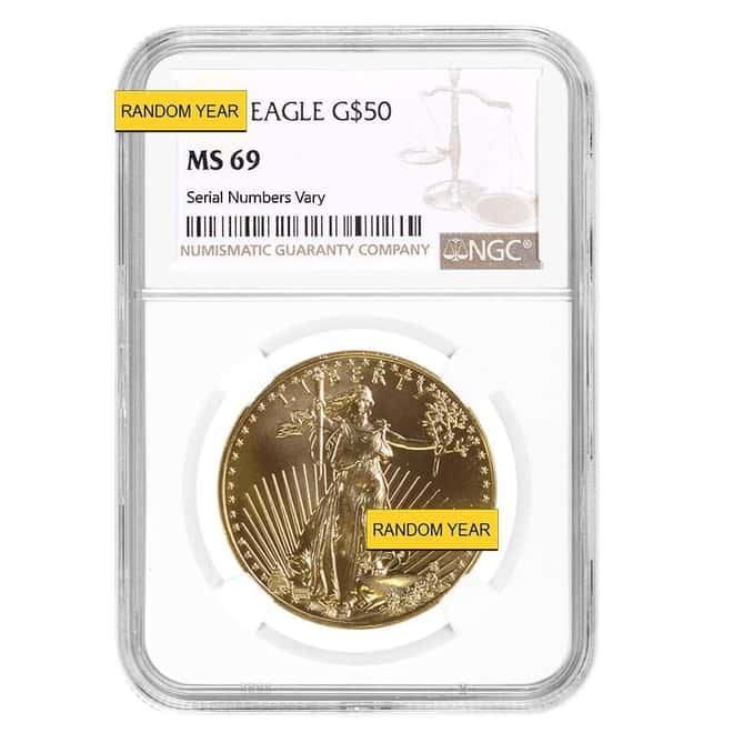 1 oz $50 Gold American Eagle NGC MS 69 (Random Year)