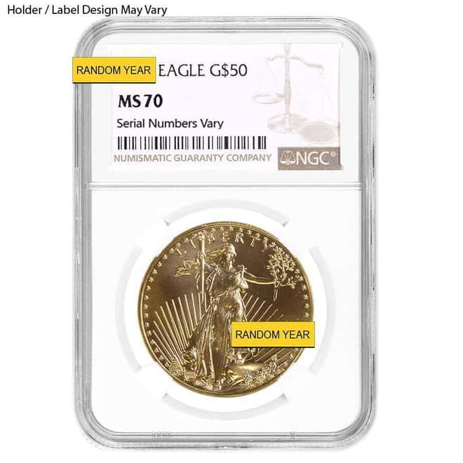 1 oz $50 Gold American Eagle NGC MS 70 (Random Year)