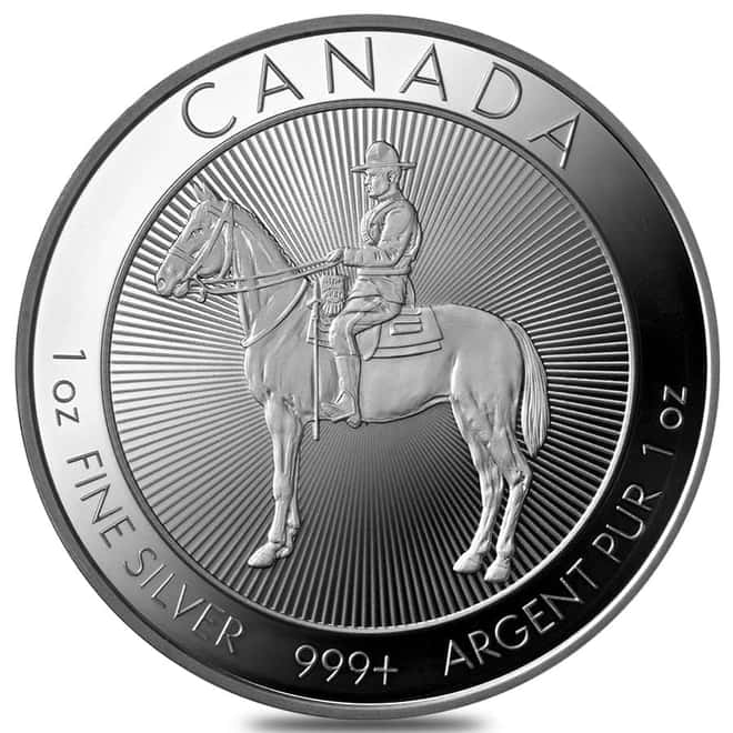 Tube of 20 - 1 oz Argentia Royal Canadian Mounted Police Silver Round .999 Fine