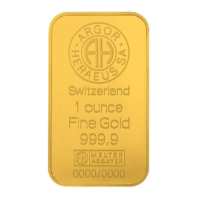 1 oz Argor Heraeus Lunar Year of the Rabbit Gold Bar .9999 Fine (In Assay)
