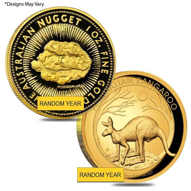 1 oz Australian Proof Gold Kangaroo / Nugget Coin .9999 Fine (Random Year)