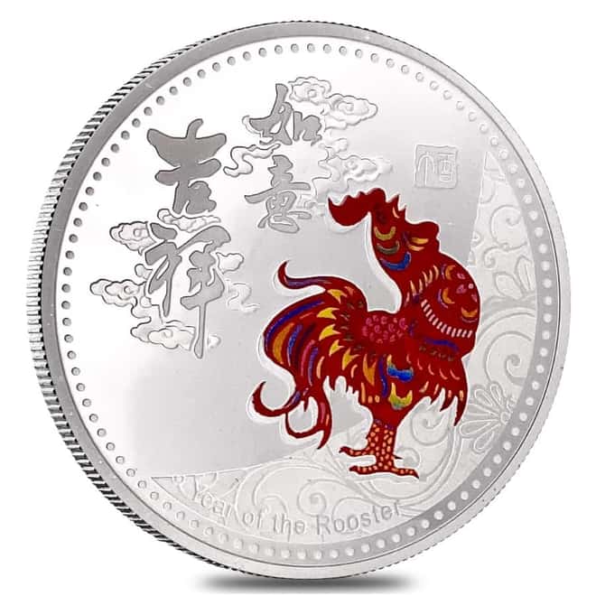 1 oz Brinks Year of the Rooster Silver Round .999 Fine (Colorized)