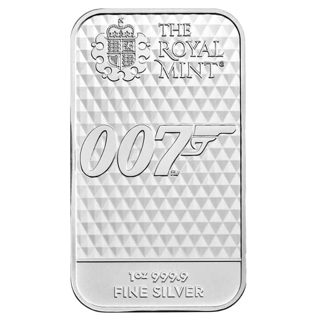 1 oz Great Britain James Bond 007 Diamonds Are Forever Silver Bar .9999 Fine