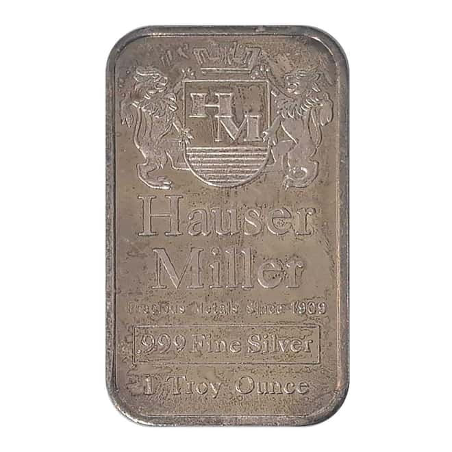 1 oz Hauser Miller Vintage Silver Bar .999 Fine