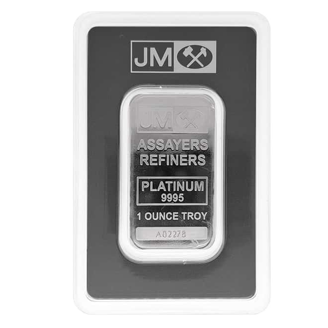 1 oz Johnson Matthey (JM) Platinum Bar .9995 Fine (In Assay)