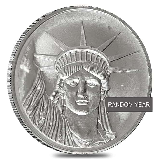 1 oz Johnson Matthey MTB Liberty Trade Silver Round .999 Fine (Random Year)