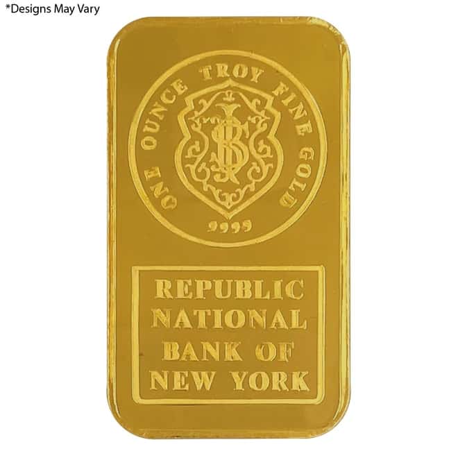 1 oz Johnson Matthey Republic National Bank Gold Bar .9999 Fine