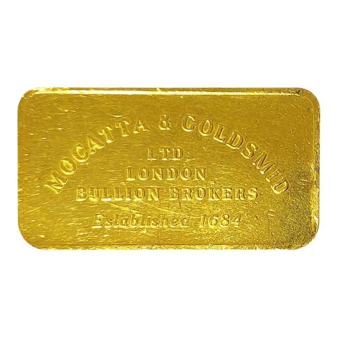 1 oz Mocatta & Goldsmid Gold Vintage Bar .9999 Fine