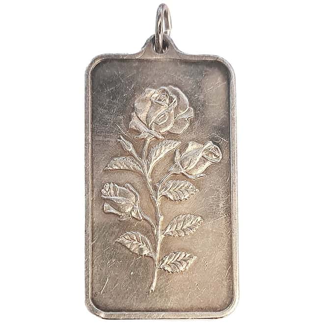 1 oz PAMP Suisse Rosa Silver Bar Pendant .999 Fine