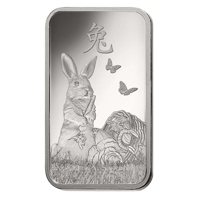 Box of 25 - 1 oz PAMP Suisse Year of the Rabbit Platinum Bar (In Assay)