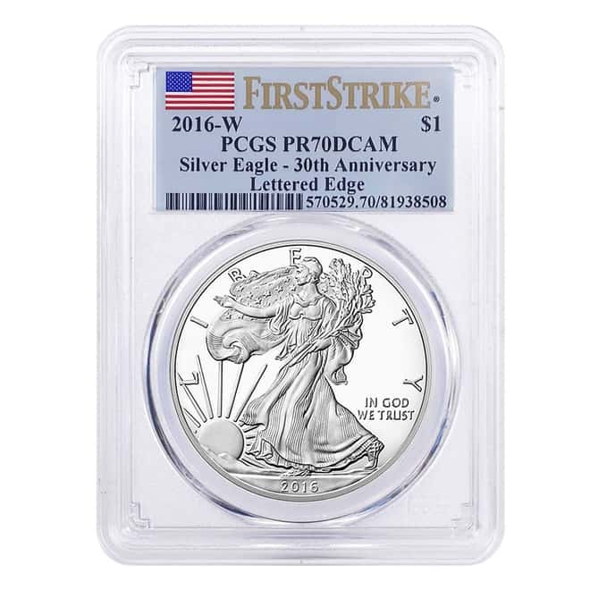 2016-W 1 oz Proof Silver American Eagle PCGS PF 70 First Strike - 30th Anniversary