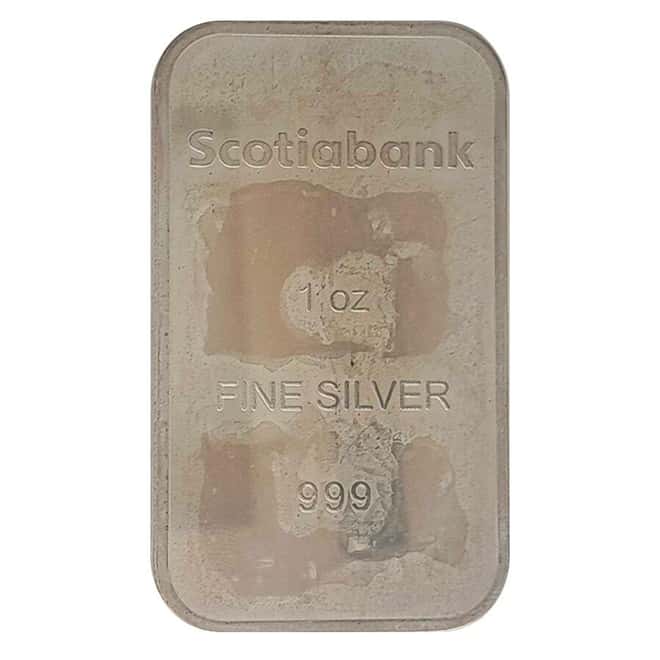 1 oz Scotiabank Vintage Silver Bar .999 Fine