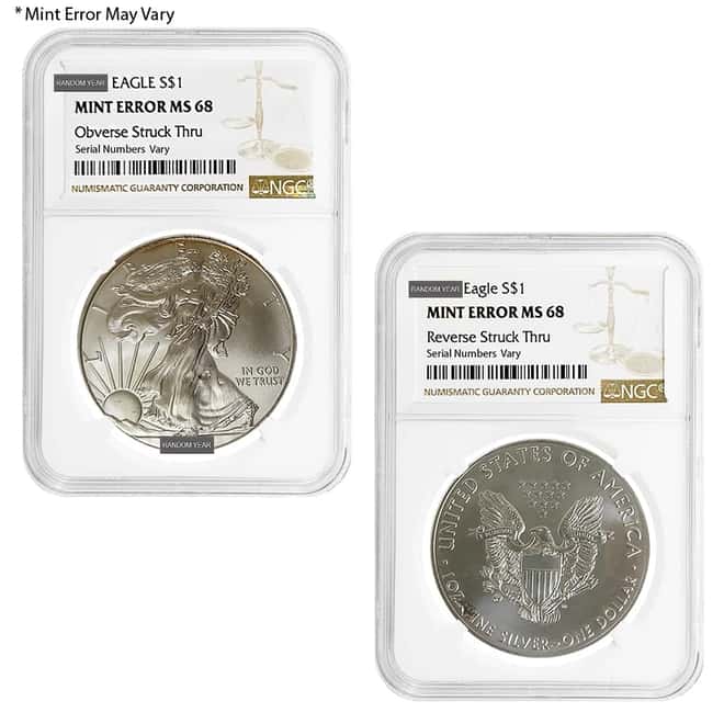 1 oz Silver American Eagle NGC MS 68 Mint Error (Random Year)