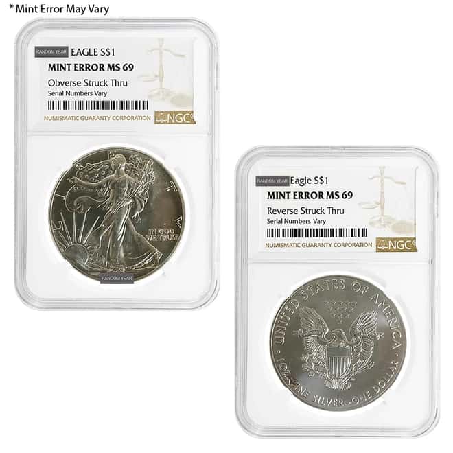 1 oz Silver American Eagle NGC MS 69 Mint Error (Random Year)