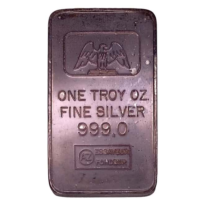 1 oz Swiss AZ Essayeur Fondeur Silver Bar .999 Fine