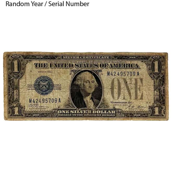 $1 Silver Certificate Currency Note Funny Back Cull Random Year