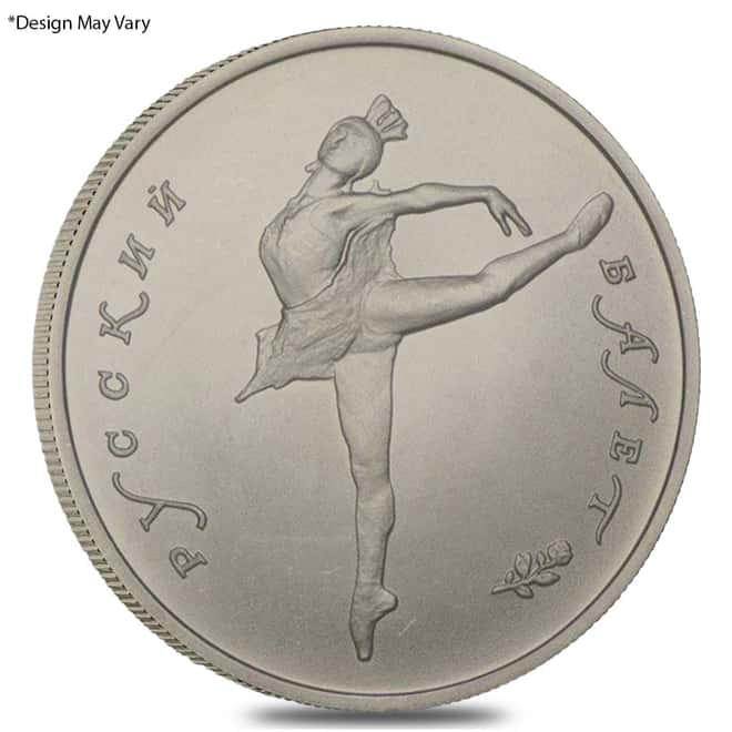 1/4 oz Russia Palladium Ballerina 5 Roubles AU/BU (Random Year)