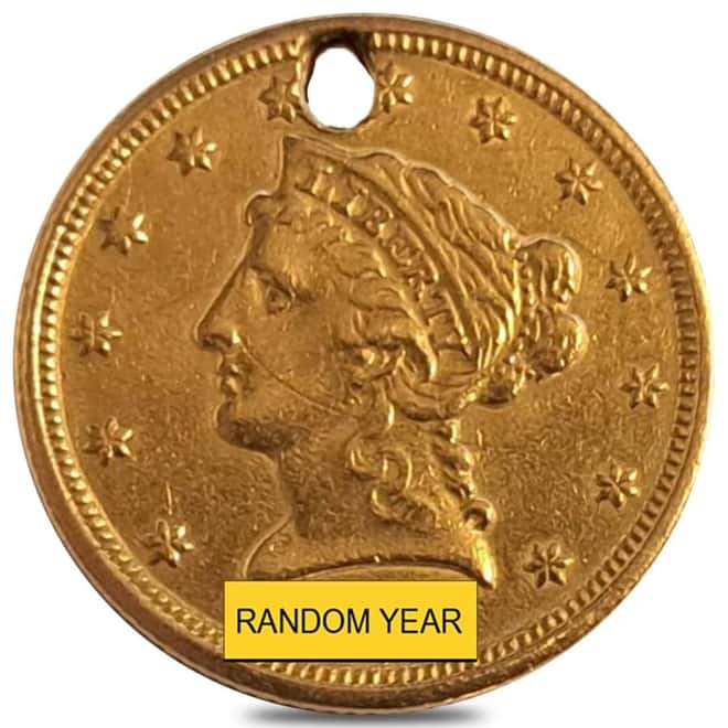 $2.5 Gold Quarter Eagle Liberty Head - Holed (Random Year)
