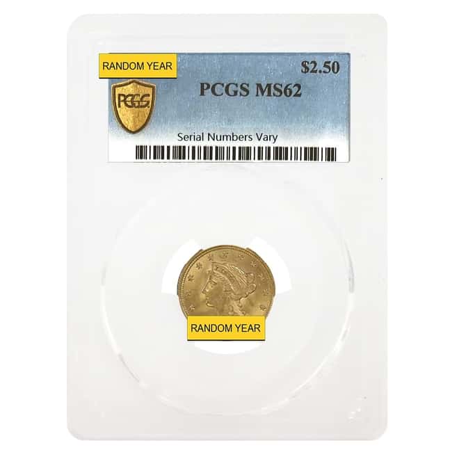 $2.5 Gold Quarter Eagle Liberty Head PCGS MS 62 (Random Year)