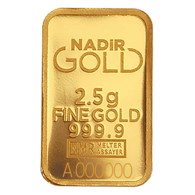 2.5 gram Nadir Refinery Gold Bar .9999 Fine (In Assay)
