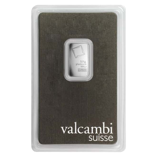 2.5 gram Platinum Bar - Valcambi Suisse .9995 Fine (In Assay)