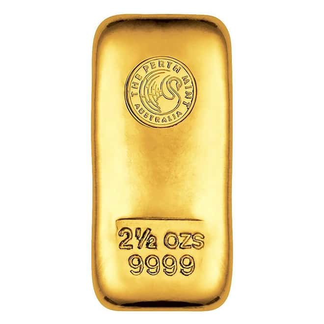 2.5 oz Perth Mint Cast Gold Bar .9999 Fine
