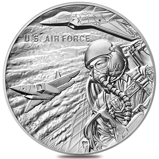 2.5 oz US Air Force Silver Medal (w/Box & COA)
