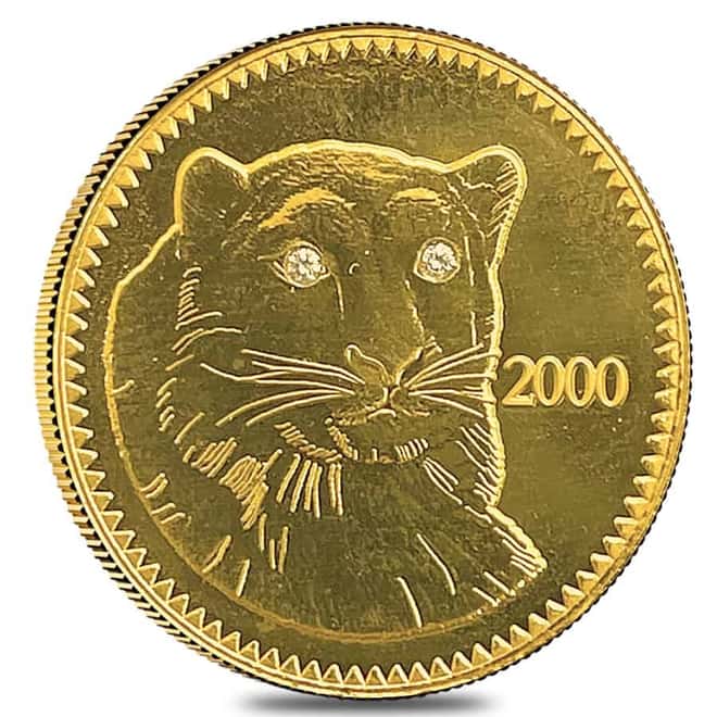 2000 Mongolia 7.76 gram Snow Leopard Proof Gold Coin .583 Fine (w/COA)