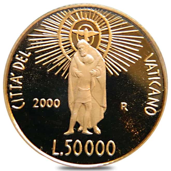 2000 Vatican City Pope John Paul II 50,000 Lire Proof Gold Coin