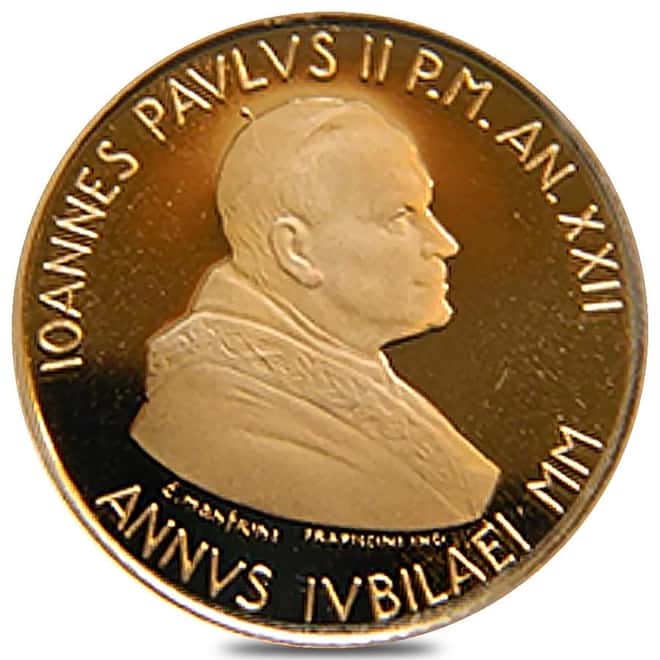 2000 Vatican City Pope John Paul II 50,000 Lire Proof Gold Coin