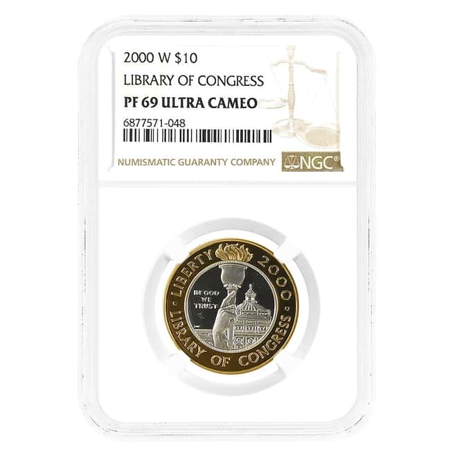 2000-W Gold/Platinum $10 Library of Congress Comm. NGC PF 69 UCAM