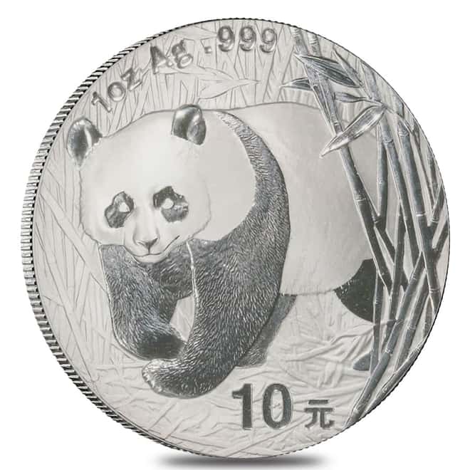 2002 1 oz Chinese Silver Panda 10 Yuan .999 Fine BU