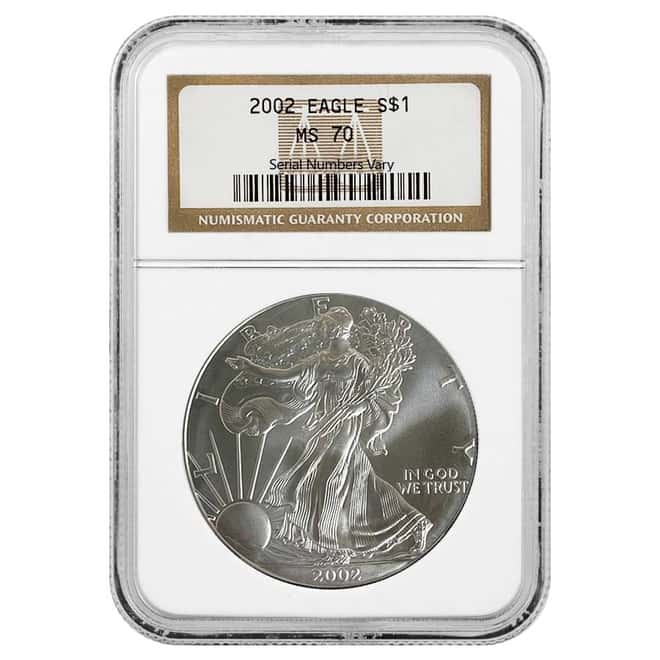 2002 1 oz Silver American Eagle $1 Coin NGC MS 70