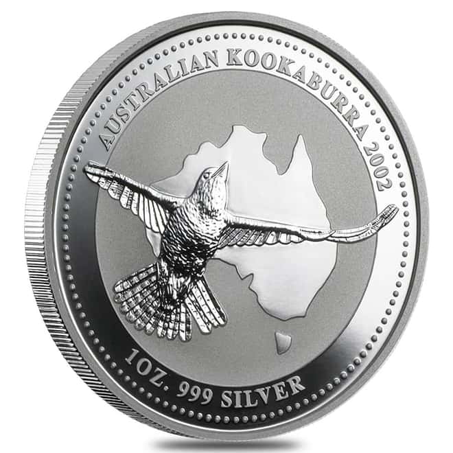 2002 1 oz Silver Australian Kookaburra Perth Mint .999 Fine BU In Cap
