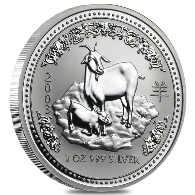 2003 1 oz Silver Lunar Goat BU Australian Perth Mint