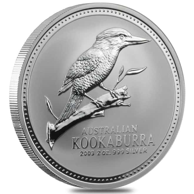 2003 2 oz Silver Australian Kookaburra Perth Mint .999 Fine BU