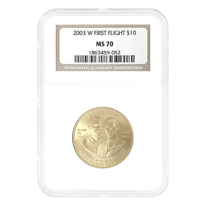 2003 W $10 First Flight Gold Commemorative Coin NGC MS 70