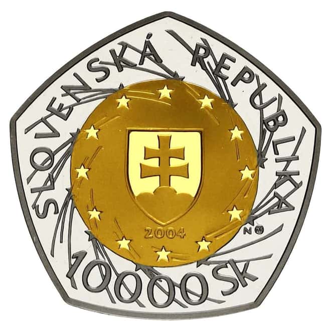 2004 Proof Gold/Palladium Bimetallic 10000 Slovak Crown Coin
