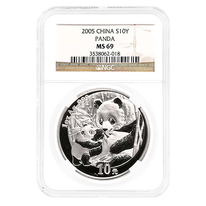 2005 1 oz Chinese Silver Panda 10 Yuan NGC MS 69