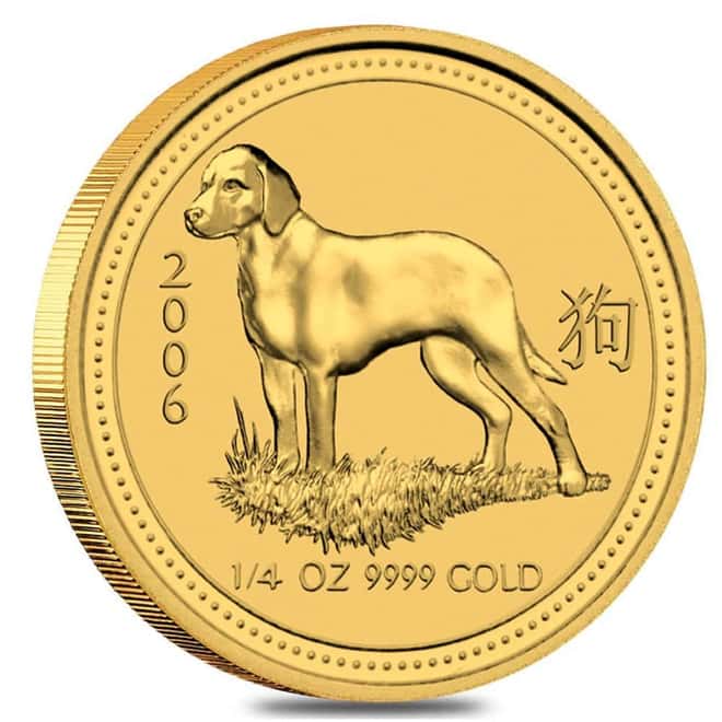 2006 1/4 oz Gold Lunar Dog BU Australia Perth Mint