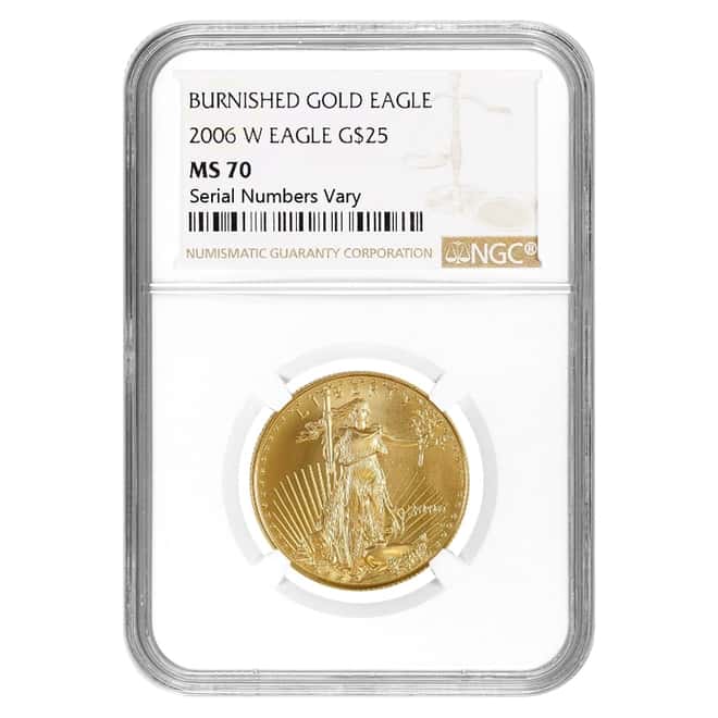 2006 W 1/2 oz $25 Burnished Gold American Eagle NGC MS 70
